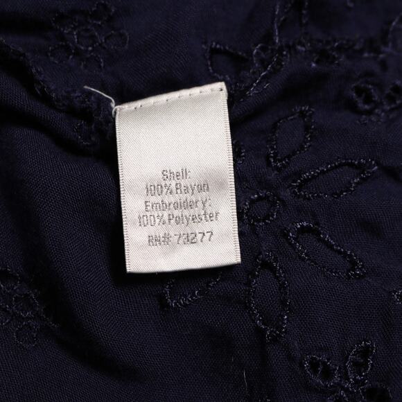 LC Lauren Conrad Navy Blue Boho Embroidered Eyelet Hem Crop Tank Top Size L - Picture 8 of 9